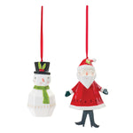 Whimsical Santa and Snowman Ornament Set of 6