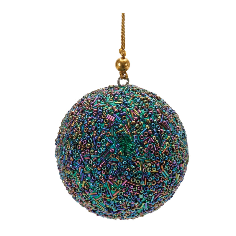 Rainbow Beaded Ball Ornament Set of 12