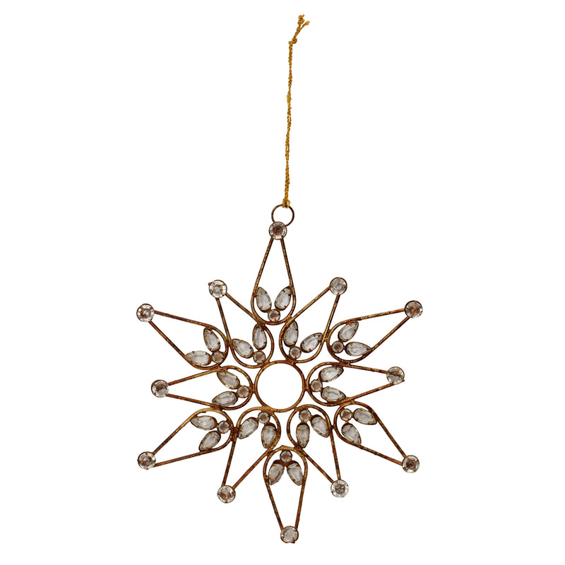 Bronze Jeweled Snowflake Ornament Set of 4