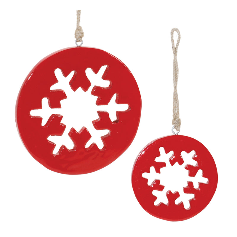 Wood Snowflake Cut-Out Ornament Set of 12