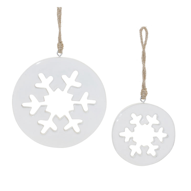 Wood Snowflake Cut-Out Ornament Set of 12