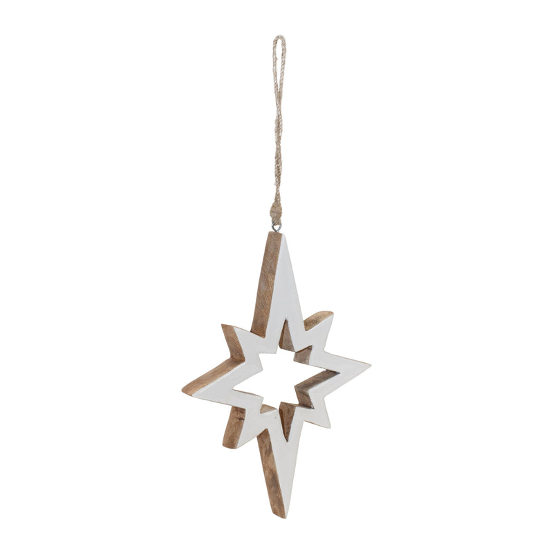 Wood Star Cut-Out Ornament Set of 4