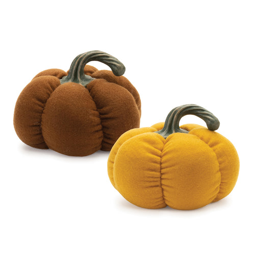 Plush Pumpkin Sculpture Set of 2