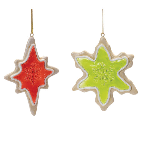 Frosted Cookie Star and Snowflake Ornament Set of 6