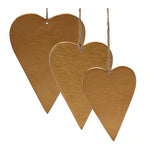 Gold Metal Heart Ornament Set of 12