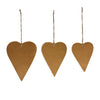 Gold Metal Heart Ornament Set of 12