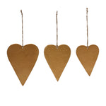 Gold Metal Heart Ornament Set of 12