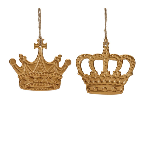 Gold Metal Crown Ornament Set of 12