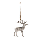 Rustic Silver Metal Deer Ornament Set of 12