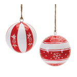 Red Metal Ball Ornament Set of 6