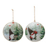 Gnome Cardinal Forest Disc Ornament Set of 6