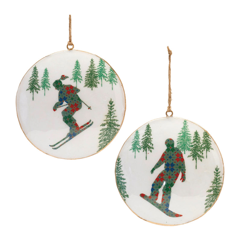 Snowboard Forest Disc Ornament Set of 6