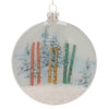 Glass Ski and Snow Disc Ornament Set of 6