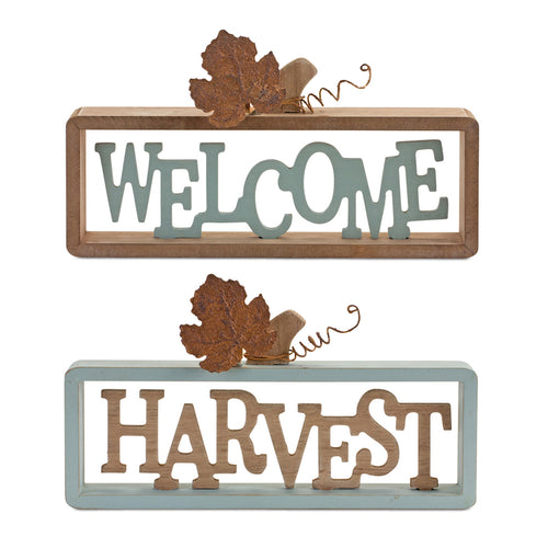 Welcome Harvest Tabletop Sign Set of 2