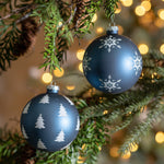 Frosted Navy Glass Ball Ornament Set of 6