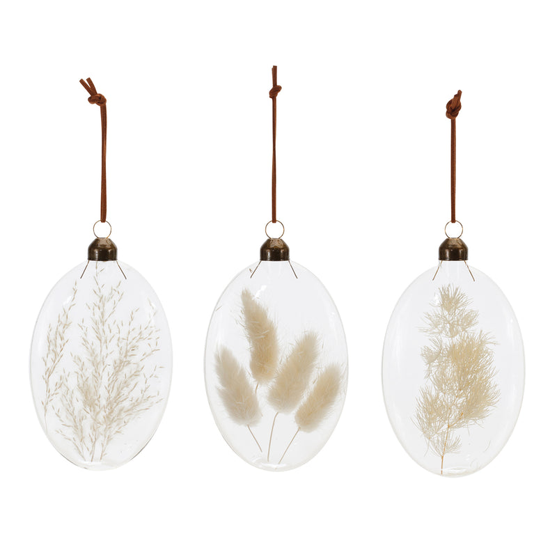 Dried Floral Glass Ornament Set of 12