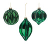 Green Textured Harlequin Glass Ornament Set of 6