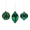 Green Textured Harlequin Glass Ornament Set of 6