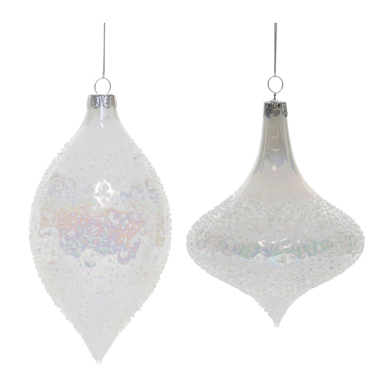 Iridescent Beaded Glass Onion Ornament Set of 6