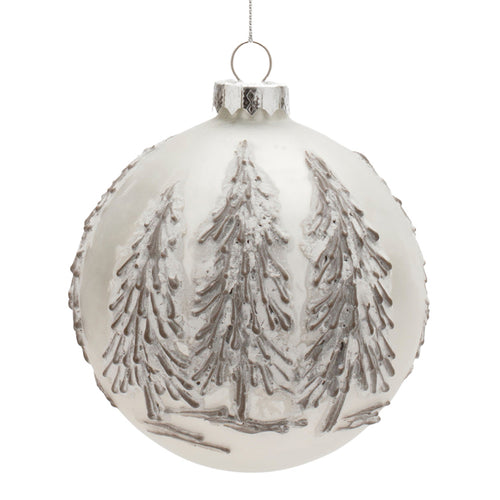 Frosted Pine Tree Ball Ornament Set of 6