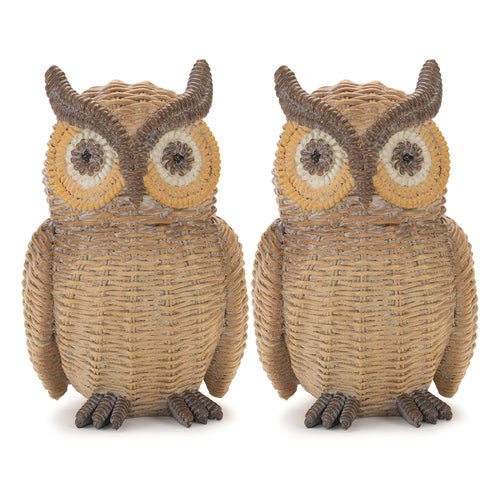 Wicker Design Owl Sculpture Set of 2