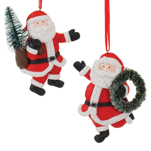 Clay Dough Santa Ornament Set of 12