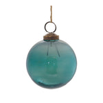 Green Frosted Glass Ornament Set of 4