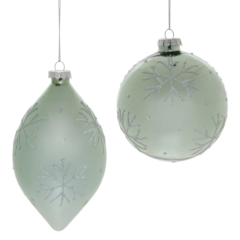 Frosted Snowflake Glass Ornament Set of 6