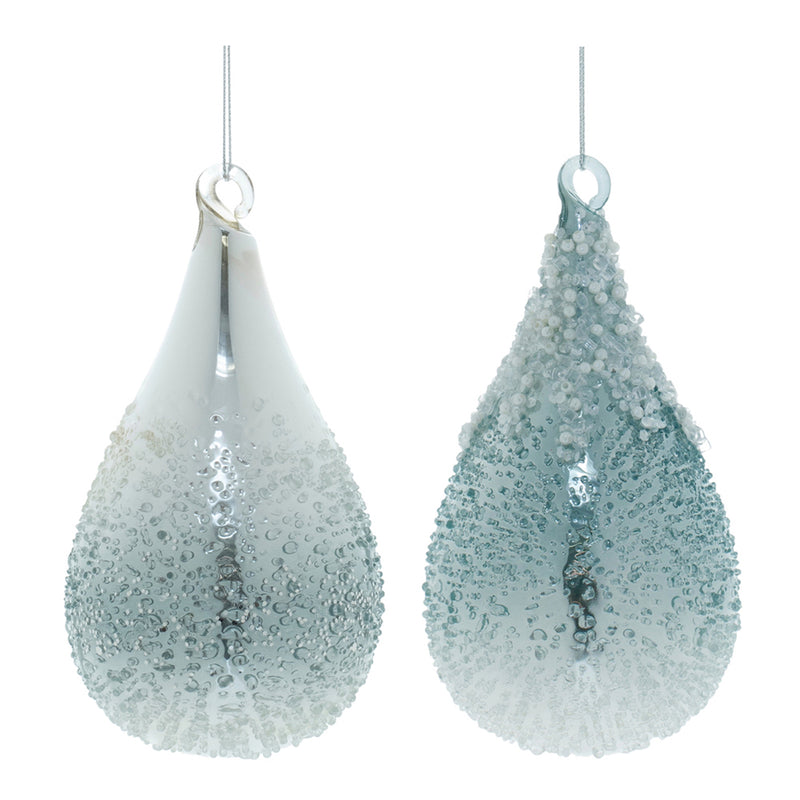 Beaded Glass Teardrop Ornament Set of 12