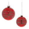 Red Glittered Ball Ornament Set of 6