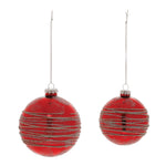 Red Glittered Ball Ornament Set of 6