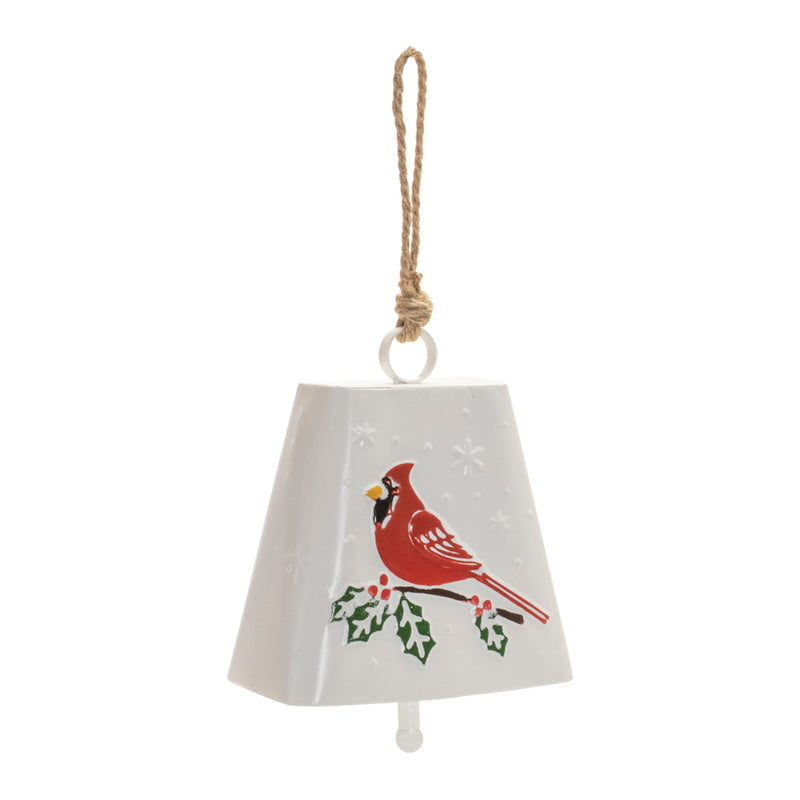 Metal Cardinal Bird Bell Ornament Set of 2