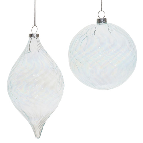 Clear Wavy Glass Ornament Set of 6