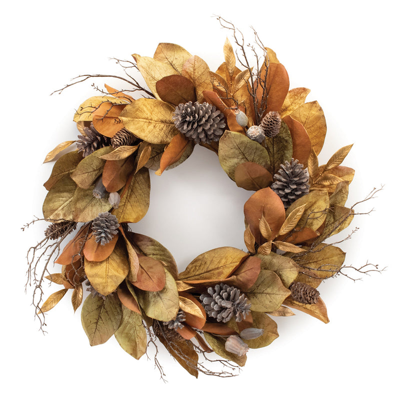 Harvest Magnolia Leaf Twig Wreath