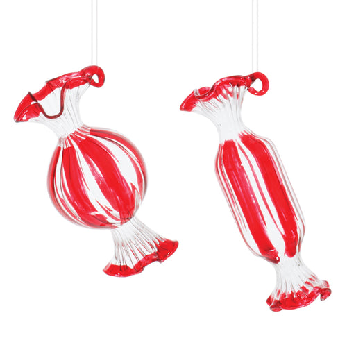 Glass Peppermint Candy Ornament Set of 12