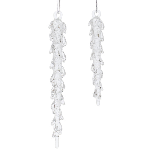 Dripping Glass Icicle Drop Ornament Set of 12