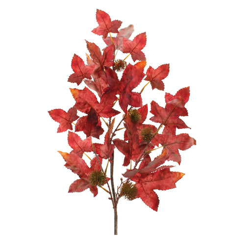 Maple Leaf Pinecone Foliage Faux Plant Stem Set of 6