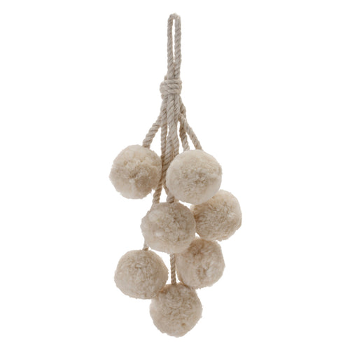 Beige Pom Pom Cluster Drop Ornament Set of 4