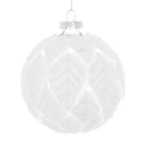 Frosted Leaf Glass Ball Ornament Set of 12