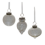 Grey Mercury Glass Ornament Set of 6