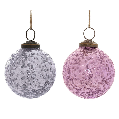 Distressed Glass Ball Ornament Set of 6