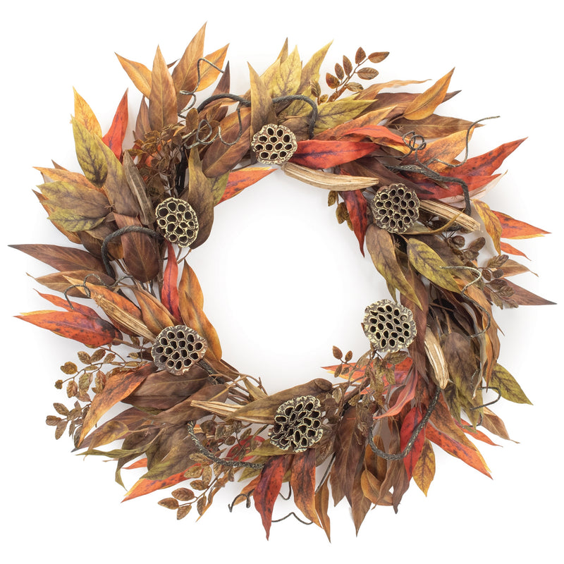 Mixed Fall Foliage Pod Wreath