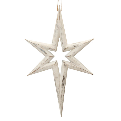 Distressed Eucalyptus Wood Star Ornament Set of 6