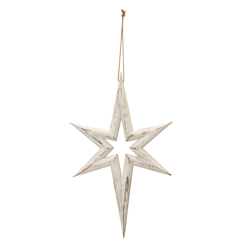 Distressed Eucalyptus Wood Star Ornament Set of 6