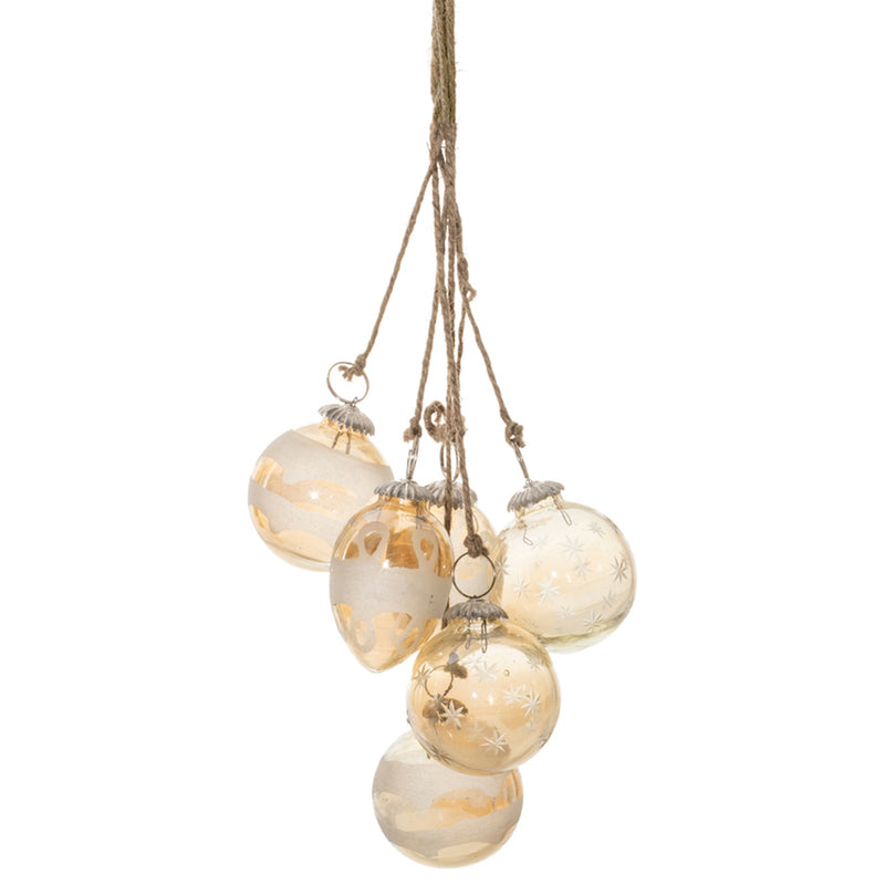 Glass Ball Cluster Drop Ornament Set of 2