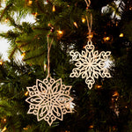 Wood Cut-Out Snowflake Ornament Set of 12