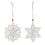 Wood Cut-Out Snowflake Ornament Set of 12