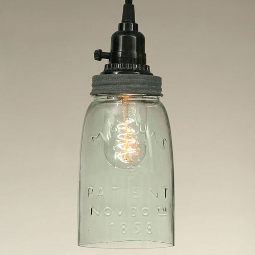 Quart Open Bottom Mason Jar Pendant