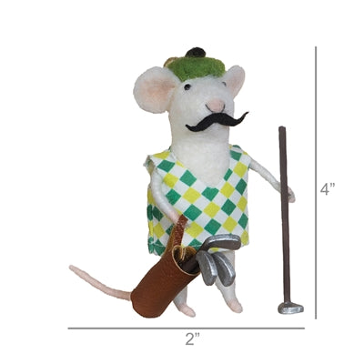 Golfer Mouse Ornament Set of 3