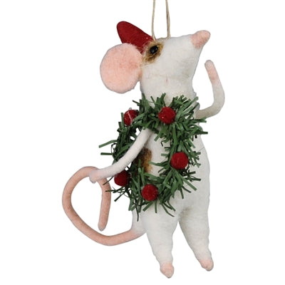 Mouse with Wreath Ornament Set of 3